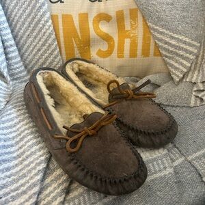UGG grey Suede Moccasin Slippers